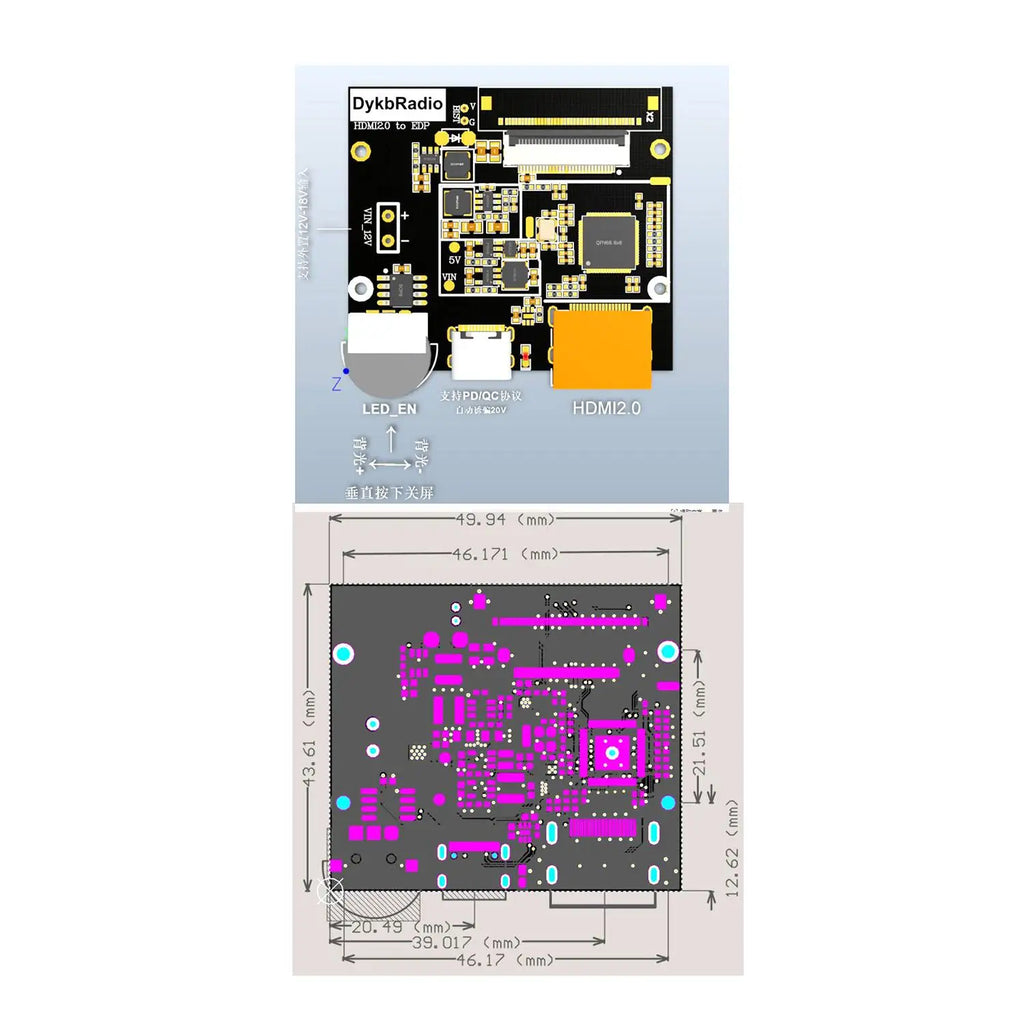 HDMI to EDP Converter Board 30Pin 40Pin 60Hz LCD Controller 