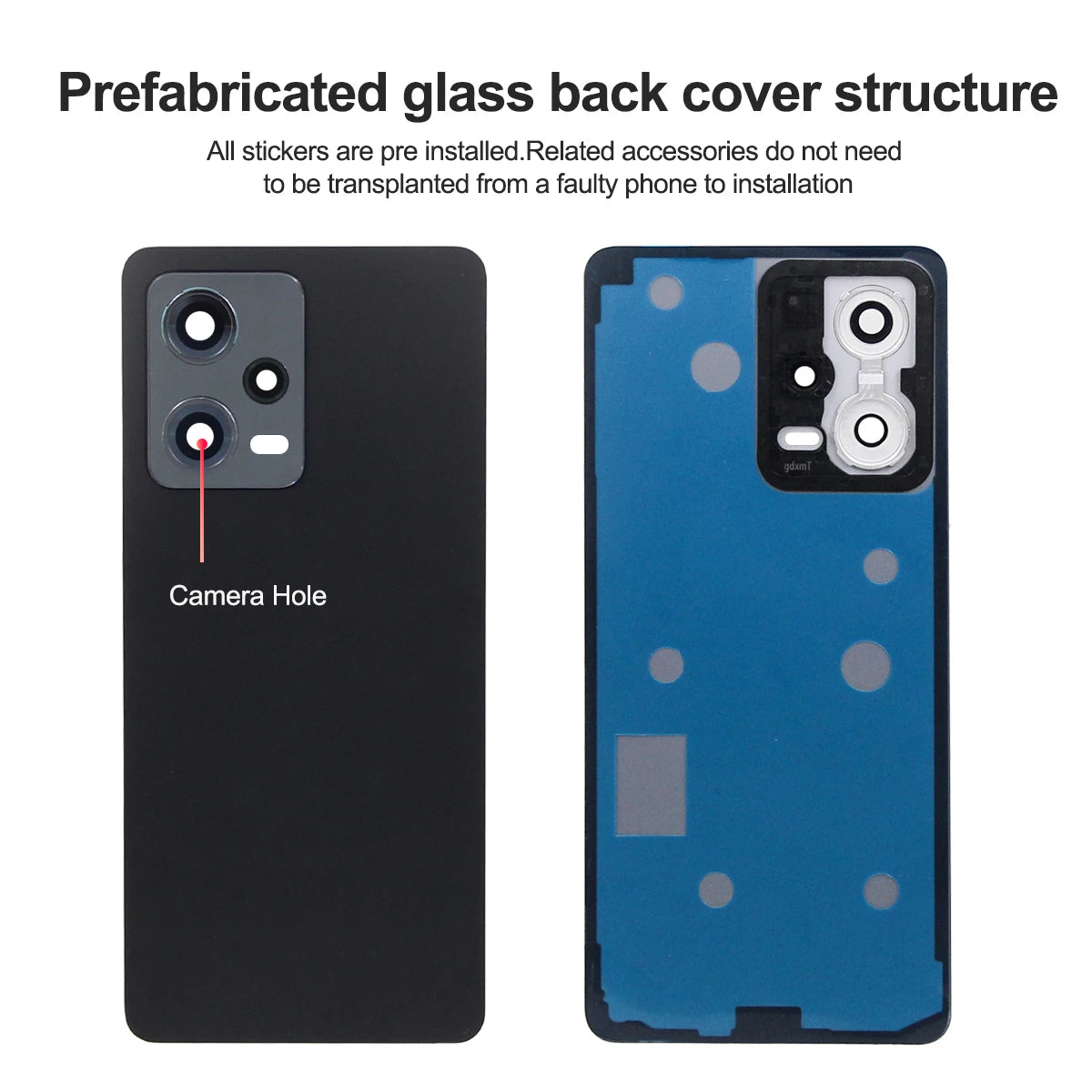 For Xiaomi Redmi Note 12 Pro 5G Back Glass Cover Housing Bat