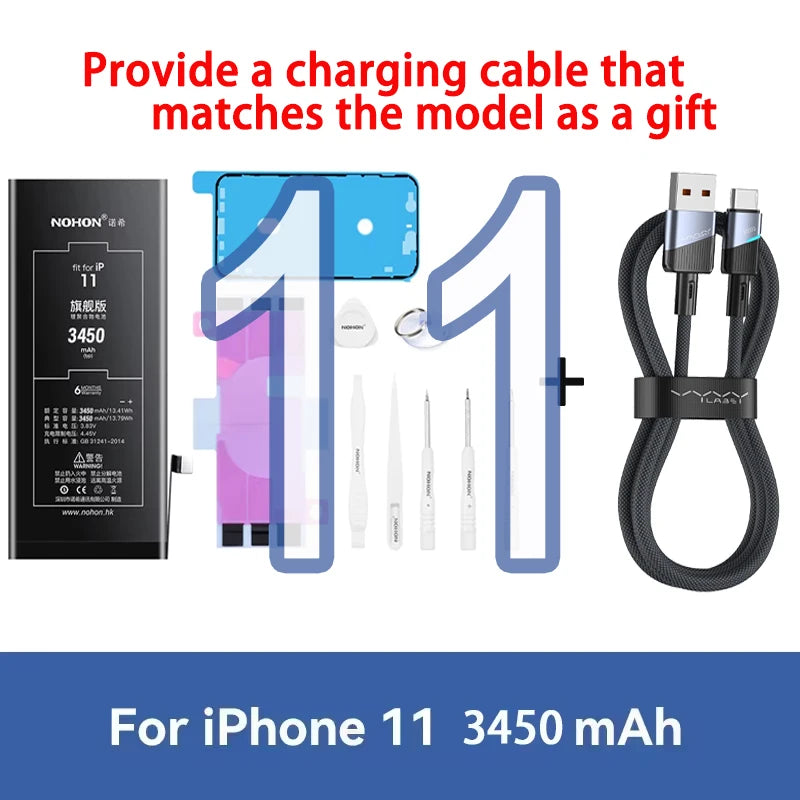 NOHON phone Battery For Apple iPhone 6 7 8 X XR XS 11 12 13 Mini Max Pro Promax High Capacity Replacement Bateria Warranty