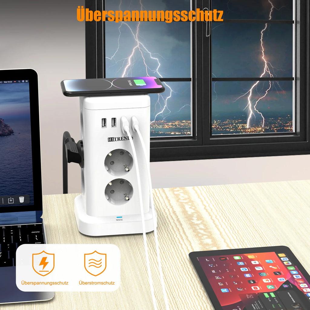 15-in-1 Smart Power Board with EU Plug Standard 3680W 7/11AC