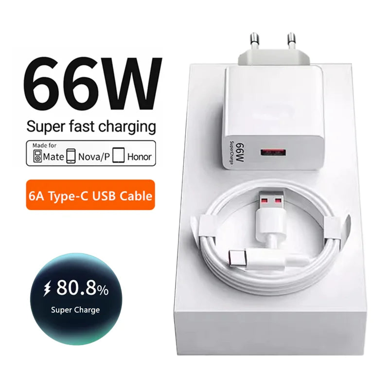 6A 66W Super Fast EU Wall Charger For Huawei Mate 40 50 60 P