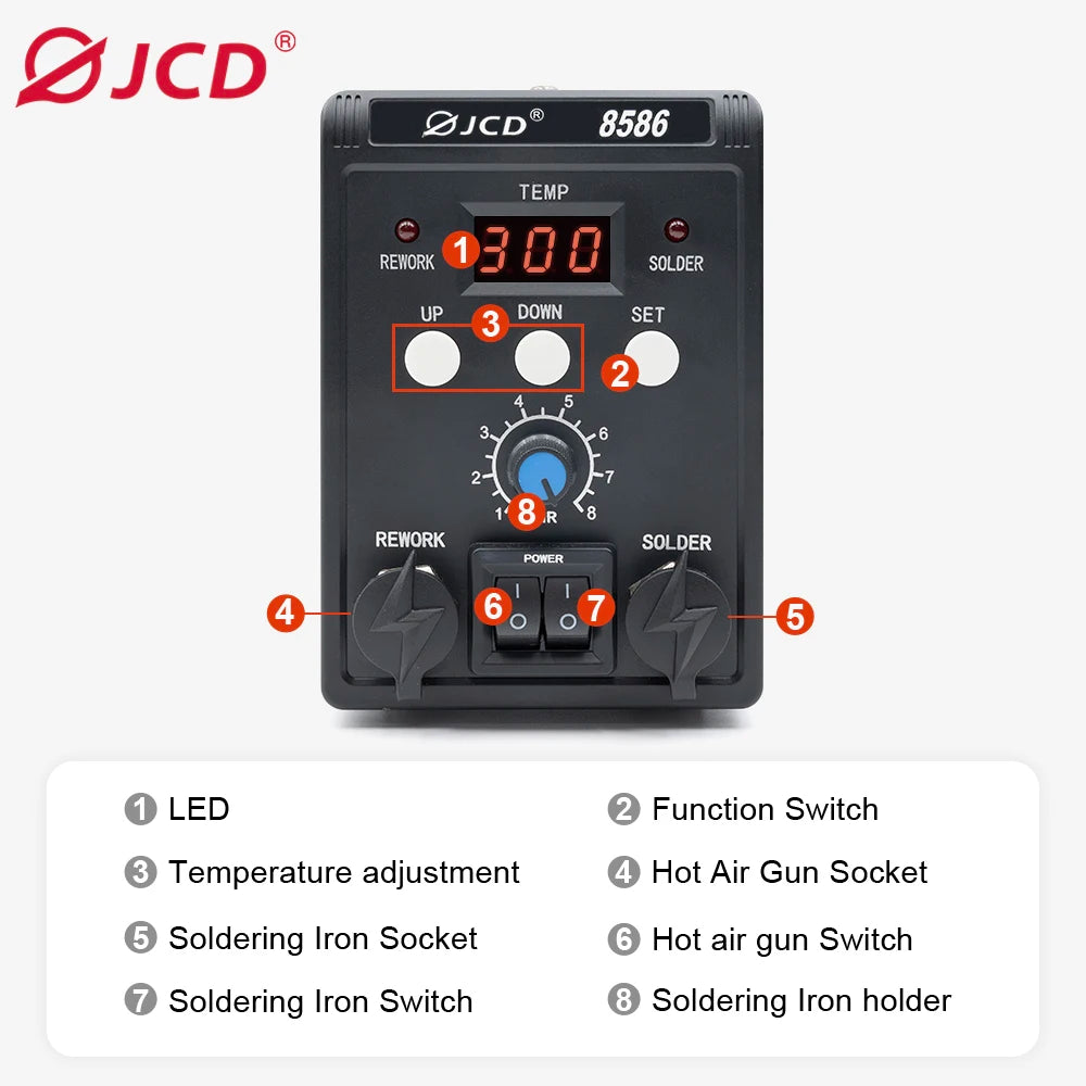 JCD 2 in 1 Soldering Station LCD Digital Display Welding Rew