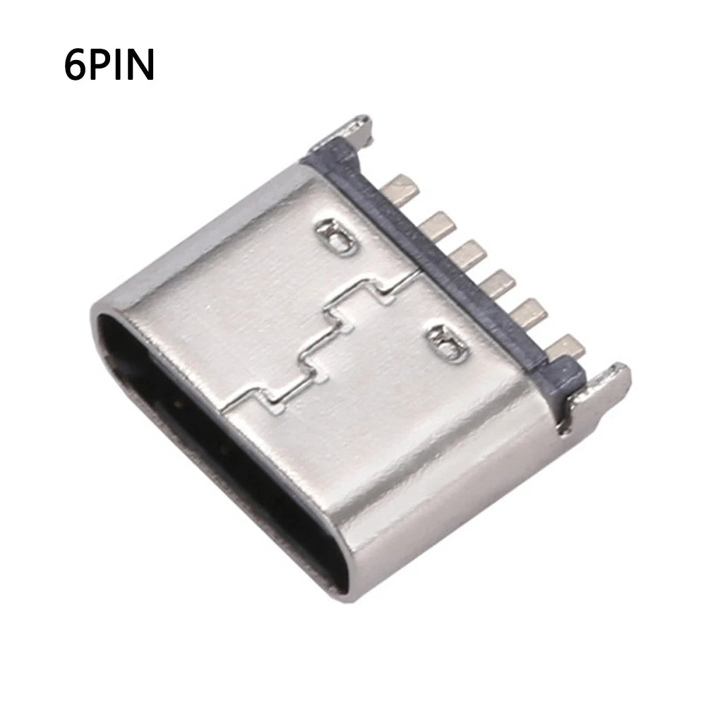10pcs/lot 6 Pin SMT Socket Connector Micro USB Type C 3.1 Fe