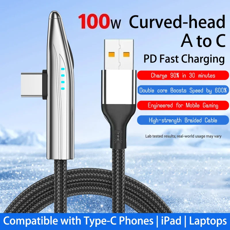 NNBILI 240W LED Display Charging Type C Cable 90 Degree Elbow 65W Type C To USBC Charger for IPhone16 15 Pro MacBook iPad Huawei