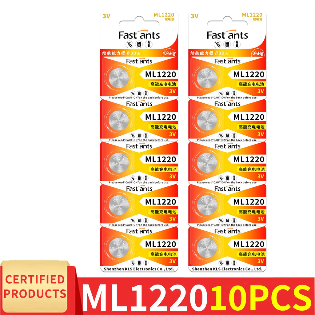 ML1220 3V Rechargeable Lithium Button Cell Battery CMOS RTC Memory Backup Battery For Laptop Motherboard Replacement CR1220