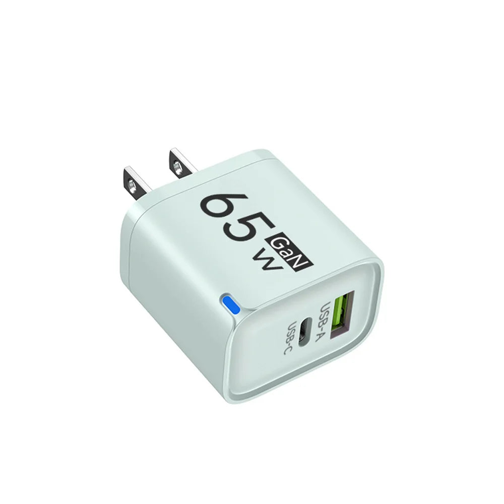 65W GaN USB Charger Type C Fast Charging Mobile Phone Charger Adapter For iPhone 16 15 Samsung Huawei EU/US/UK Plug Wall Charger