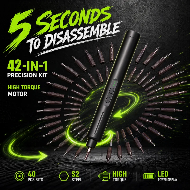 42 in 1 8th Gen Electric Screwdriver Set Cordless Precision 
