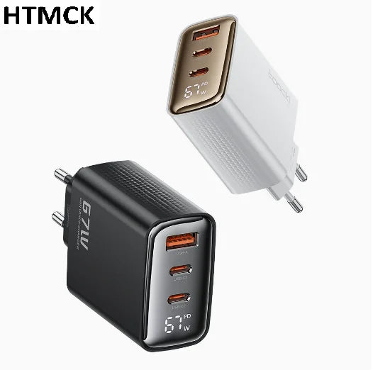 67W GaN Digital Display Fast Charger Quick Charge 4.0 3.0 US