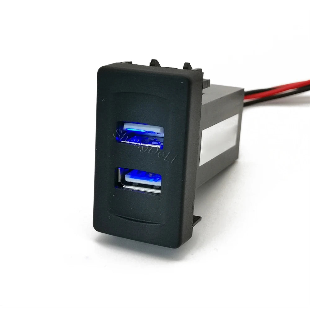 Car Blue Light Charger Dual USB Port Power Charging Adapter 