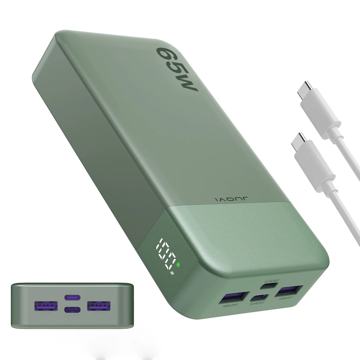 JUOVI Power Bank 65W 20000mAh Laptop Portable Charger PD QC Fast Charging External Battery Pack for MacBook iPad Tablet iPhone
