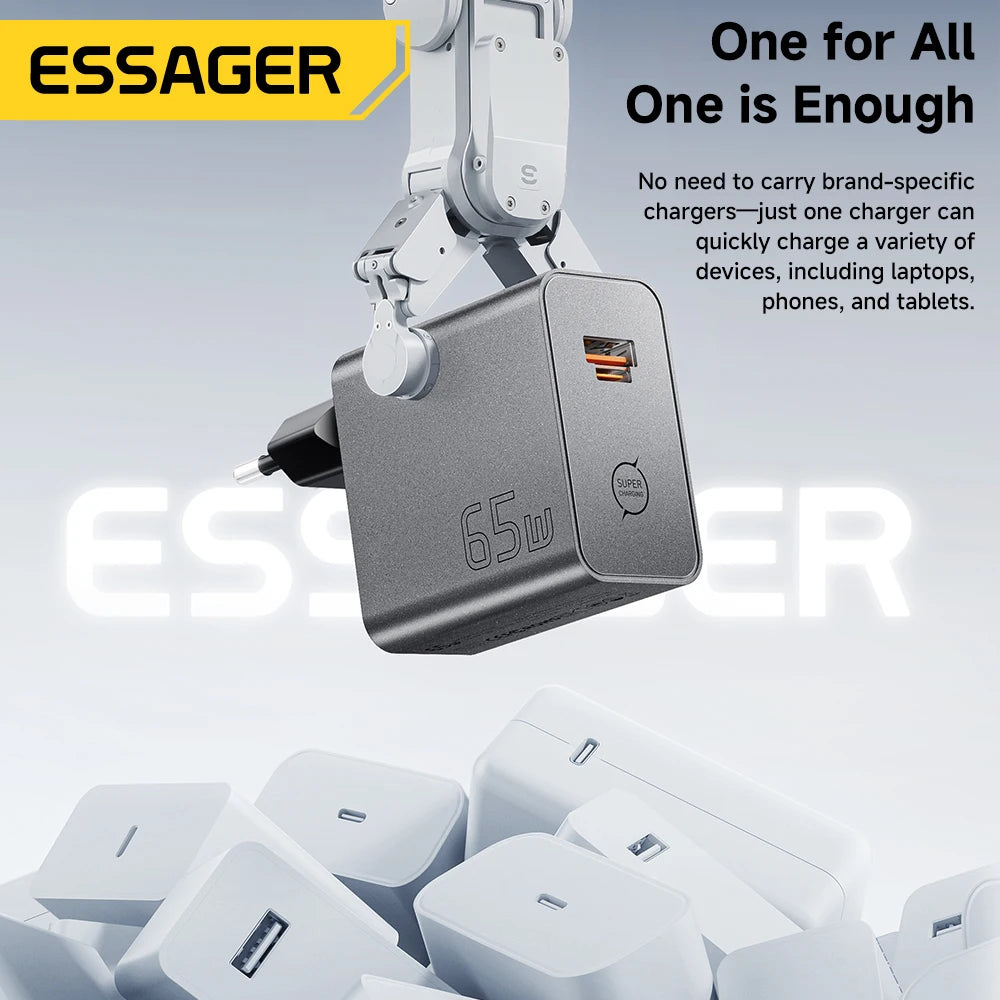 ESSAGER 65W GaN Charger PD3.0 PPS QC4.0 Fully Compatible for