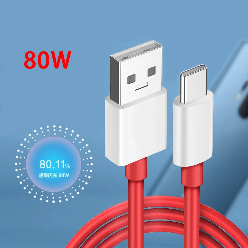Dual 80W SUPERVOOC Car Fast Charger 8A 1M USB C Cable For On