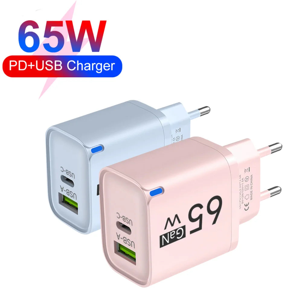 PD 65W GaN USB Type C Fast Charge Mobile Phone Charger For i