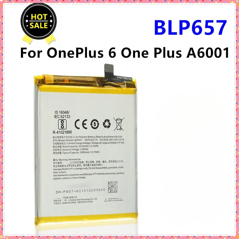 Phone Battery BLP657 For OnePlus 6 One Plus A6001 A6000 A600