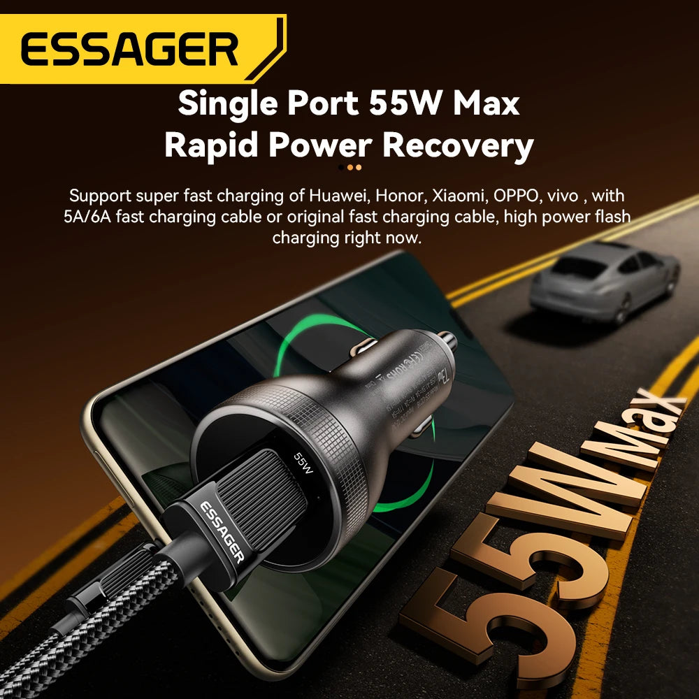 Essager 73W USB C Car Charger Quick Charge 4.0 PD3.0 Fast Ch