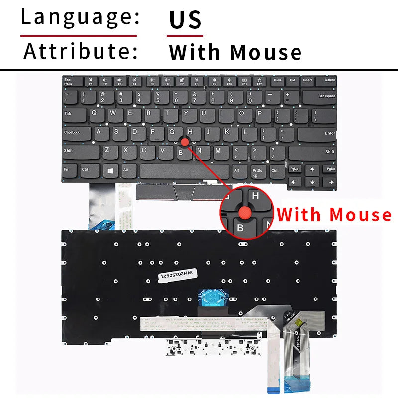 Replacement US/Russian Keyboard for Lenovo Thinkpad T490S T4