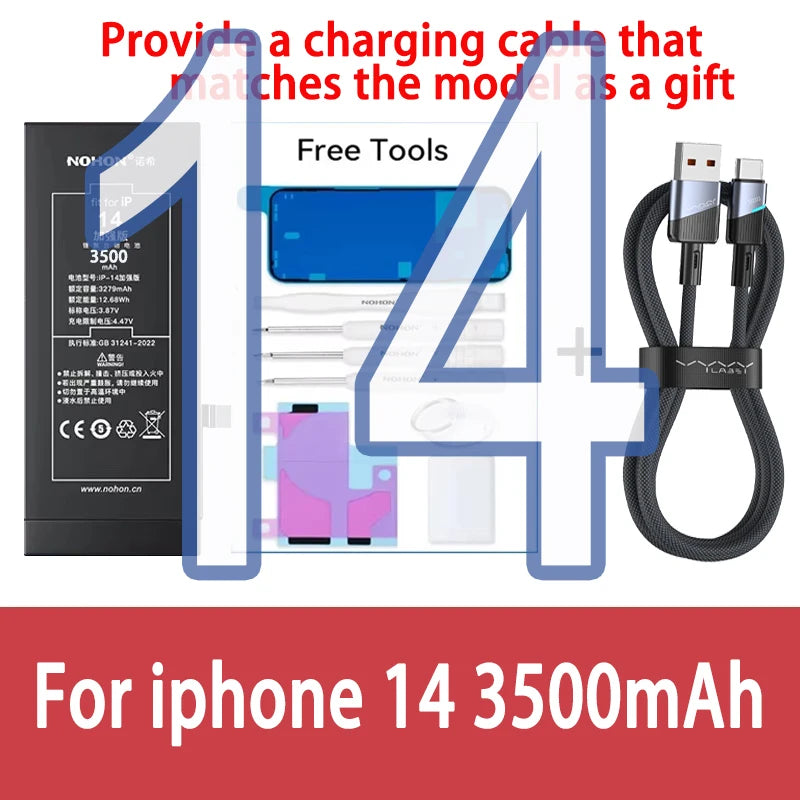 NOHON phone Battery For Apple iPhone 6 7 8 X XR XS 11 12 13 Mini Max Pro Promax High Capacity Replacement Bateria Warranty