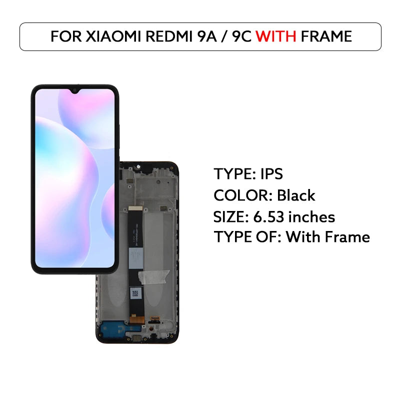 6.53 IPS LCD For Xiaomi Redmi 9A 9C LCD Display Touch Screen Digitizer Assembly M2006C3LG M2006C3MG LCD Replacement Parts