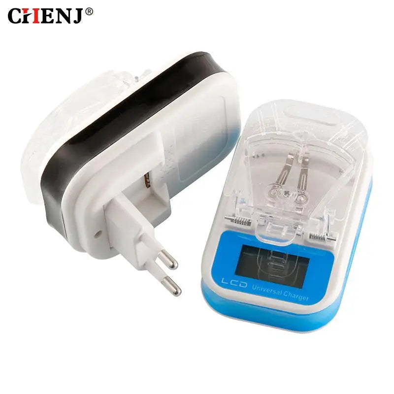 Universal Battery Charger Travel USB Wall Charging LCD Displ