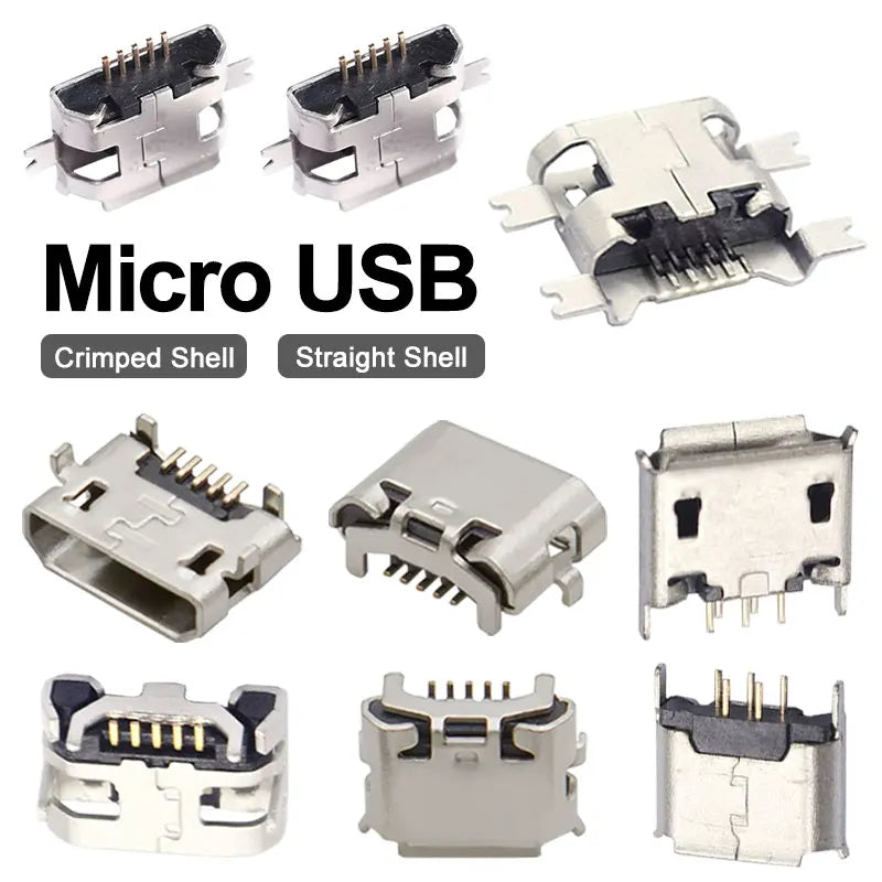 10PCS Micro USB Android Female Charging Socket Flat Edge Cri