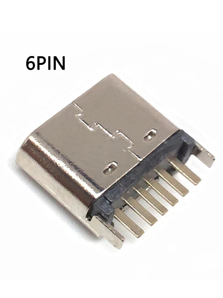10pcs/lot 6 Pin SMT Socket Connector Micro USB Type C 3.1 Fe