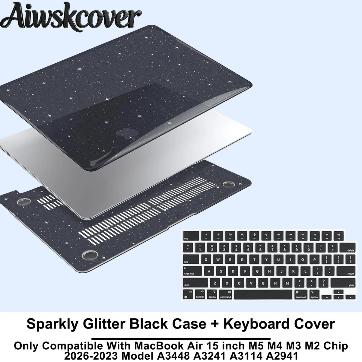 For MacBook Air 15 inch Case M5 M4 M3 M2 2026 2025-2023 Hard Shell Laptop Cover With Keyboard CoverModel A3448 A3241 A3114 A2941