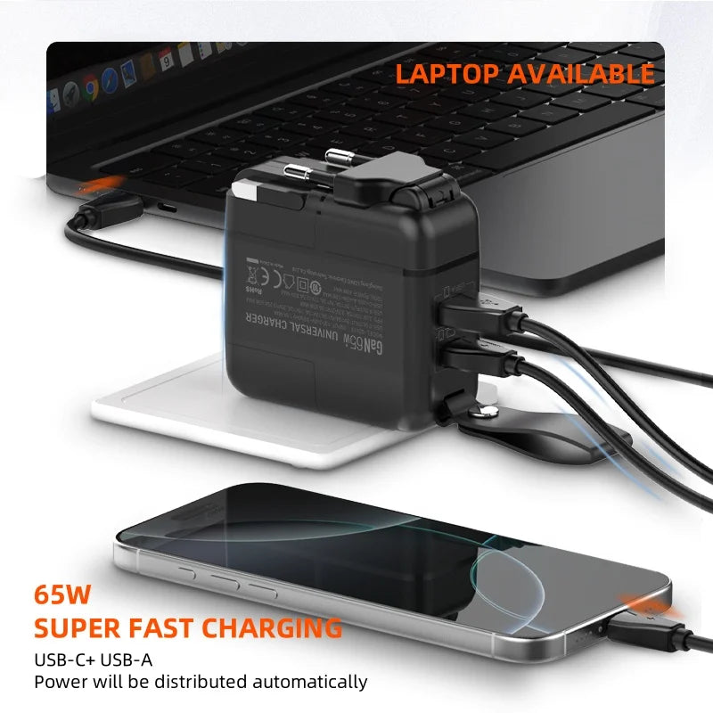 LDNIO GaN 65W Fast Charger Type C Universal Travel Adapter W