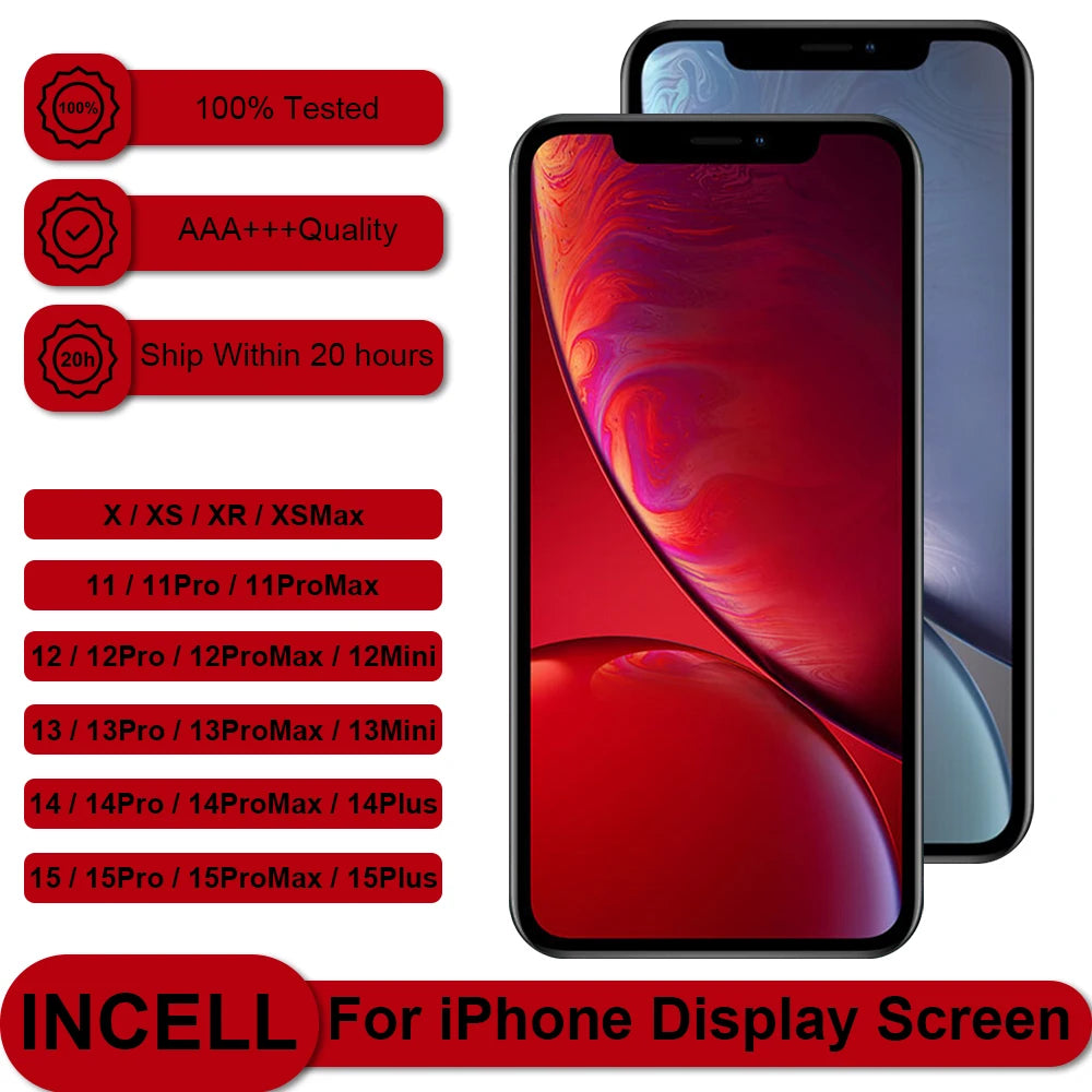 PINGSILING Screen INCELL For iPhone X XR XS MAX 11 12 13 Min