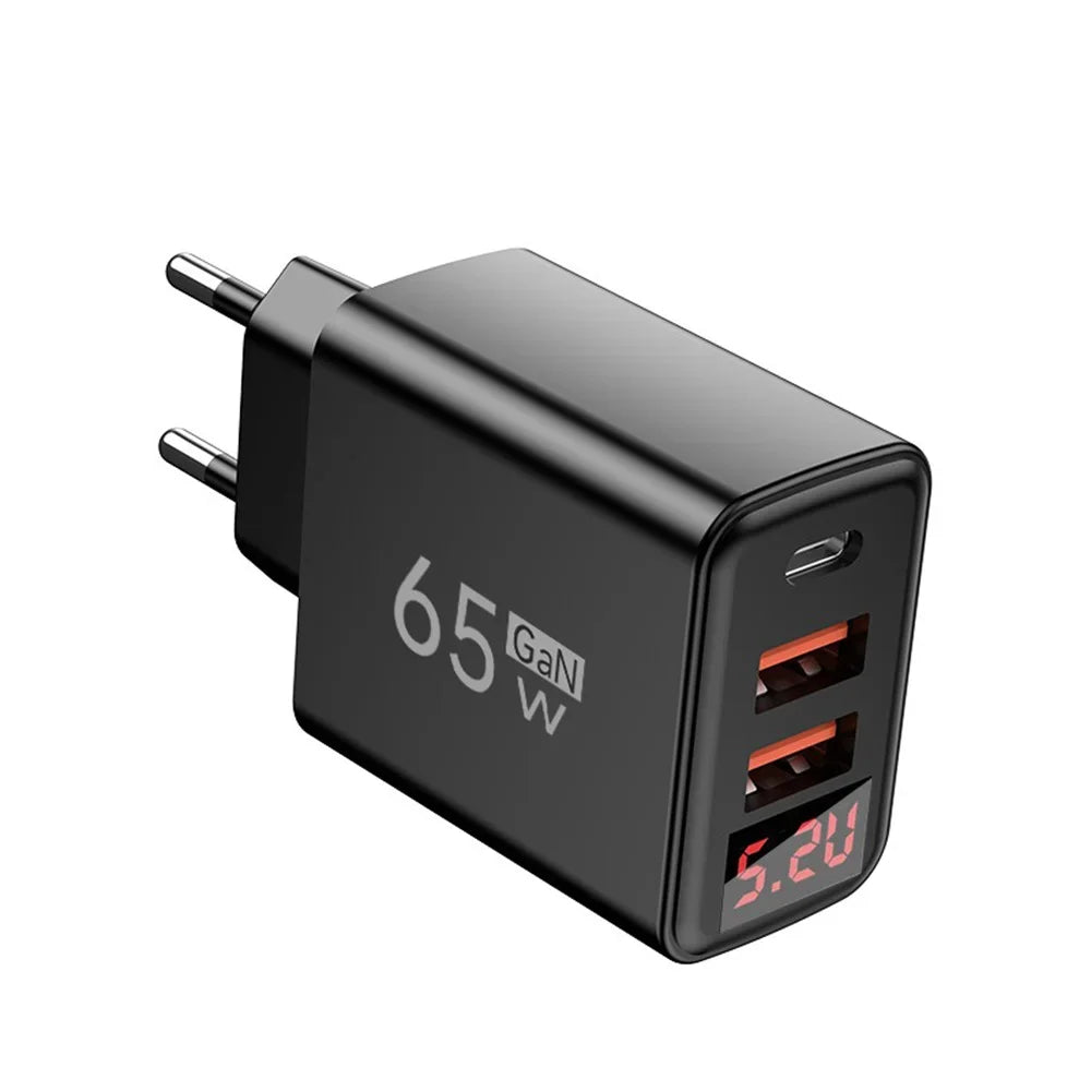 65W USB Type C Charger Quick Charge EU/US Plug Wall Charger For iPhone Samsung Xiaomi 3 Port Fast Charging Phone Charger Adapter