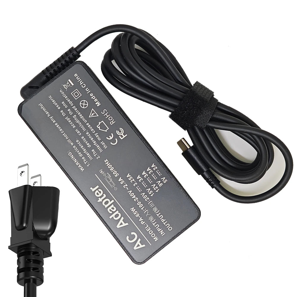 20V 3.25A 65W USB Type-C AC Laptop Power Adapter Charger For Lenovo Thinkpad X1 Carbon Yoga X270 X280 T580 P51 P52s E480 E470