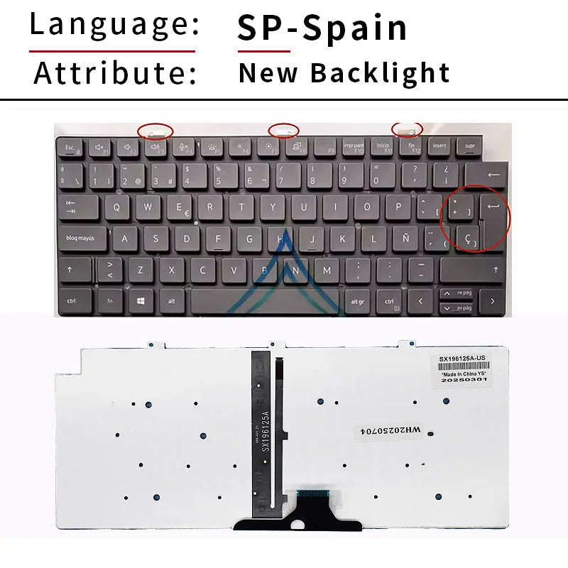 Replacement SP/US/RU/IT Russian Spanish Laptop Keyboard For Dell Latitude 5320 5330 5340 5350 7320 7330 P133G Backlight