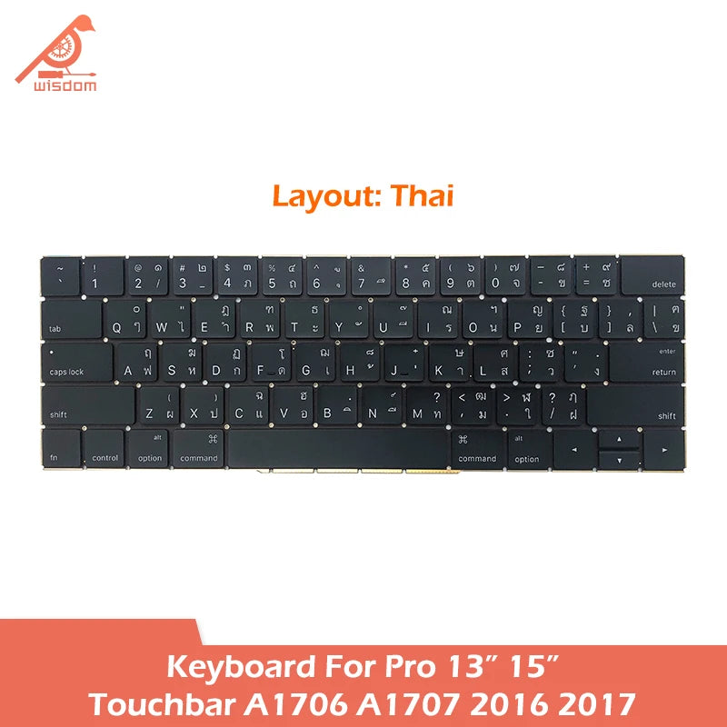 Laptop A1706 A1707 Keyboard For Macbook Pro Retina 13 15 Touchbar A1706 A1707 Keyboard Replacement 2016 2017