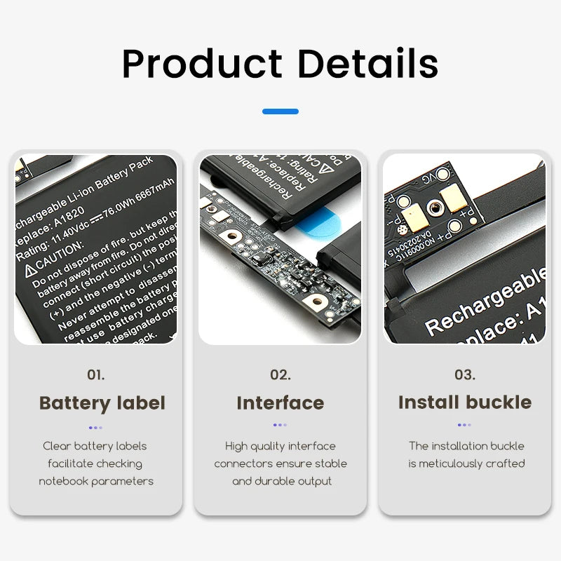 Bowanda A1820 Laptop Battery For Apple MacBook Pro 15 inch R