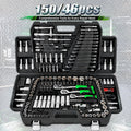 150/46Pcs Premium Heavy Duty CR-V Socket Wrench Ratchet Set 