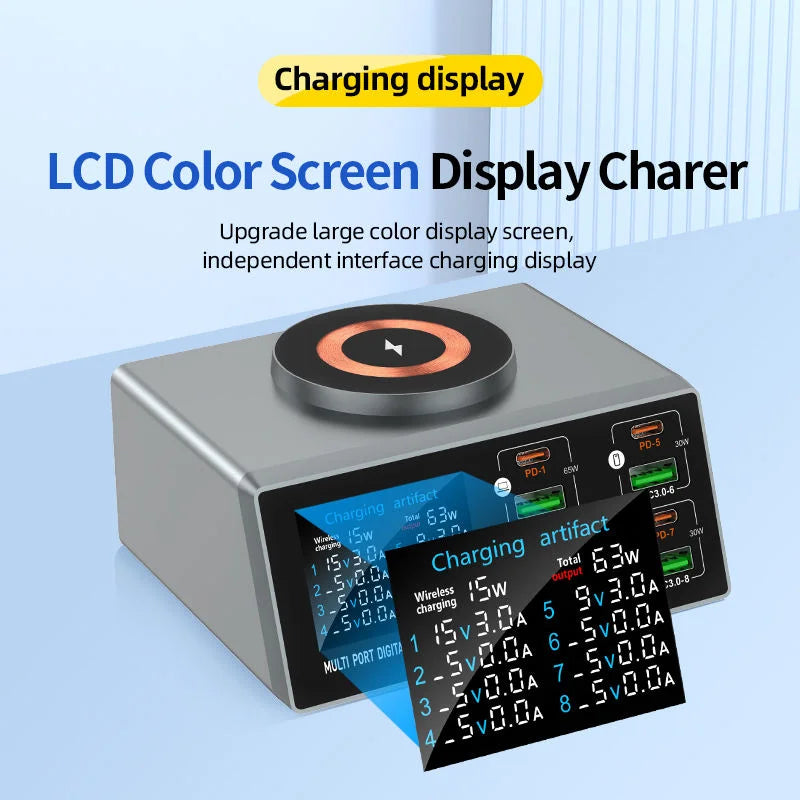 140W Smart Quick Charger 8-Port USB Charging Station for Mul