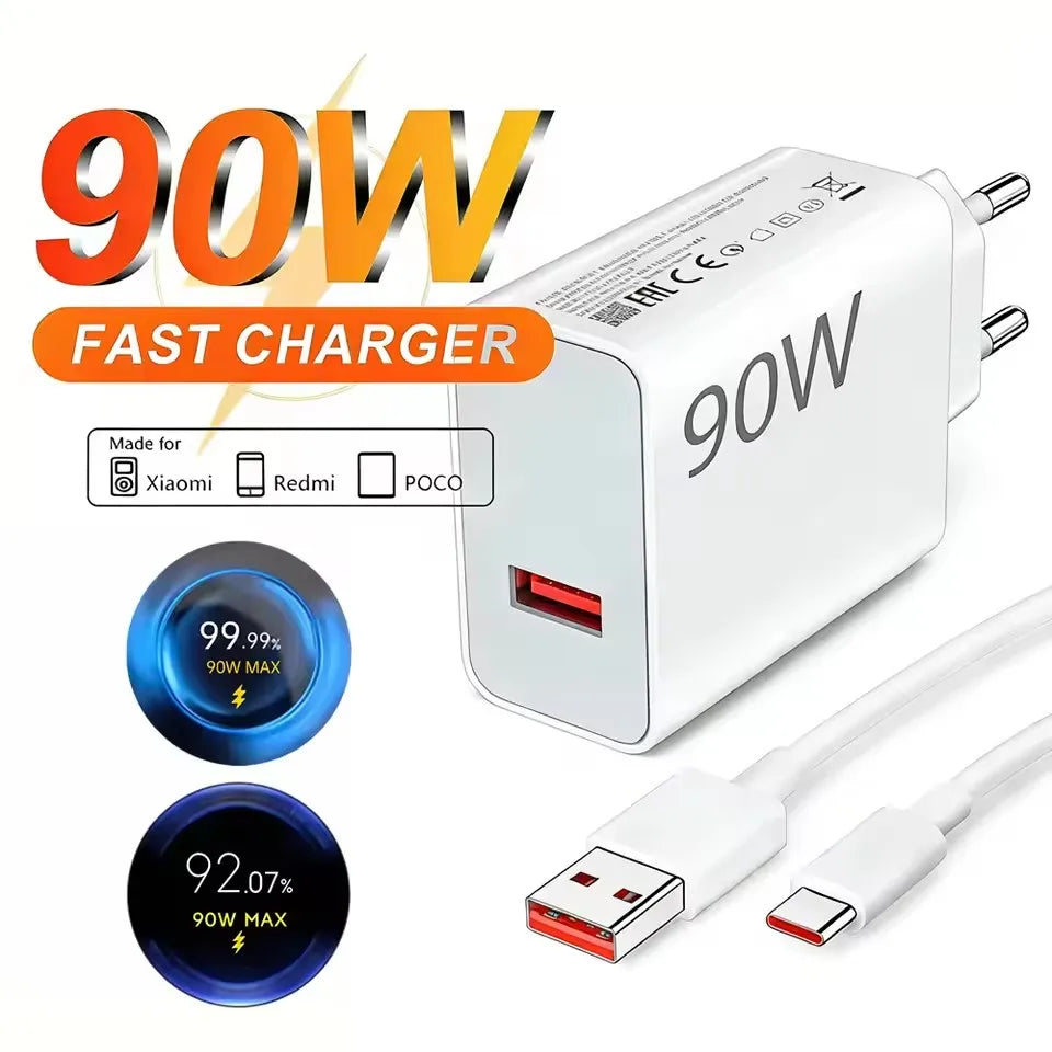 90W EU US Plug Usb Charger Turbo Fast Charging Power Adapter