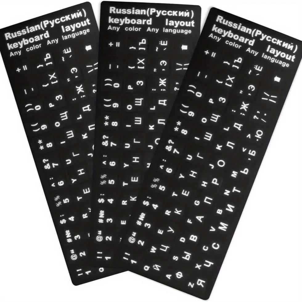 3pcs White Keyboard Sticker for Russia Korean Arabic Spanish Keyboard Replacement Universal Stickers for Computer