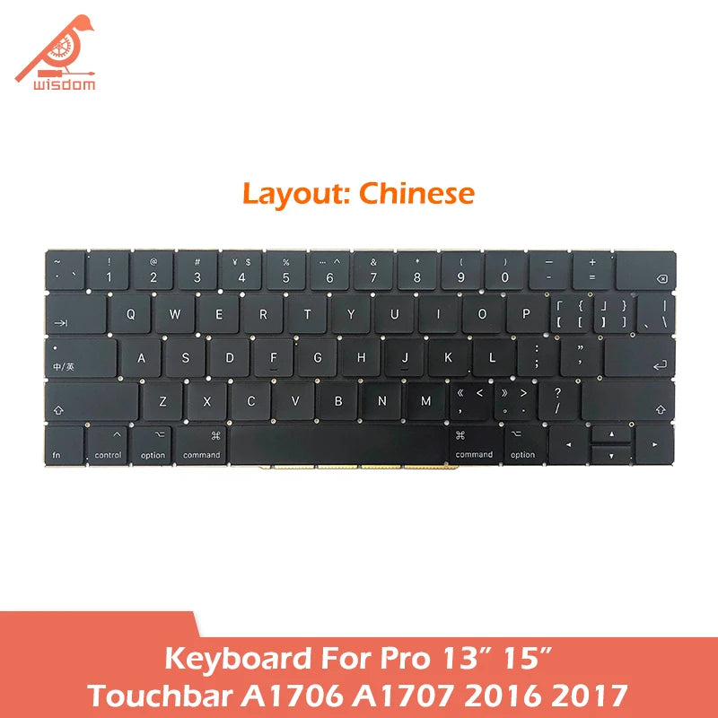 Laptop A1706 A1707 Keyboard For Macbook Pro Retina 13 15 Touchbar A1706 A1707 Keyboard Replacement 2016 2017