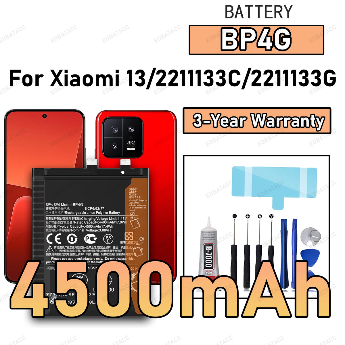 100% New High Quality BP4G Battery For XIAOMI 13/ 2211133C/2