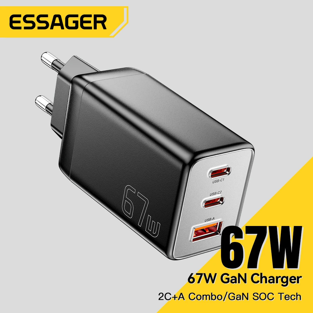 Essager 67W GaN USB Type C Charger PPS 65W Fast Charge For S