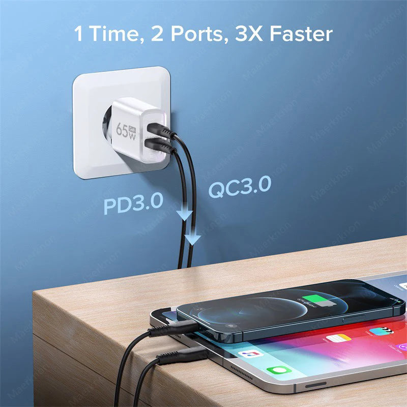 USB C Charger 65W GaN Type C Fast Charging Phone Charger Ada