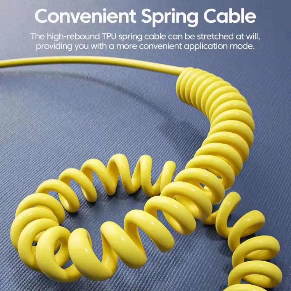 65W Spring Short Data Cable 6A USB Type C 4 in 1 Spring Tele