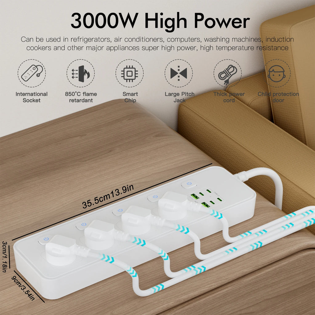 Australian Plug Multi-Functional Power Board 4 Power Sockets