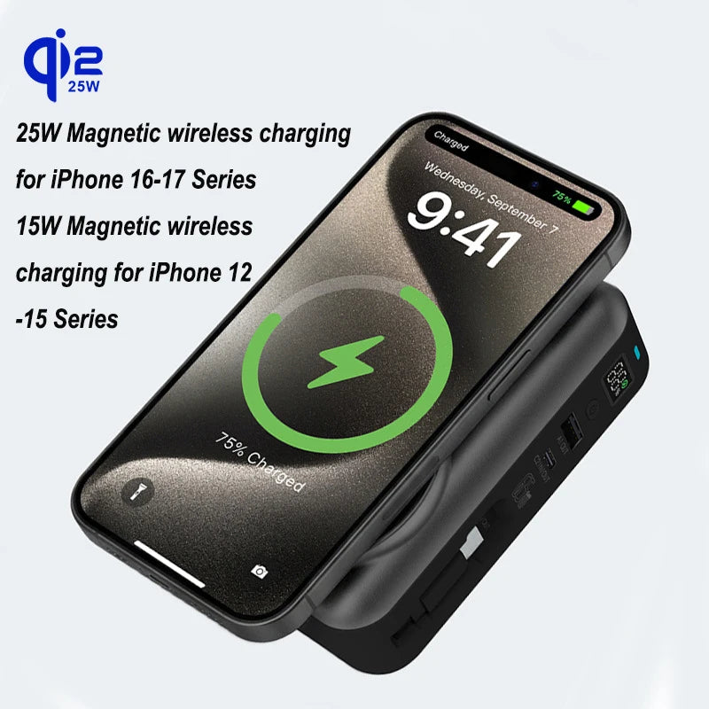 65W GaN USB C Wall Charger Power Bank 10000mAh Qi2.2 25W Mag