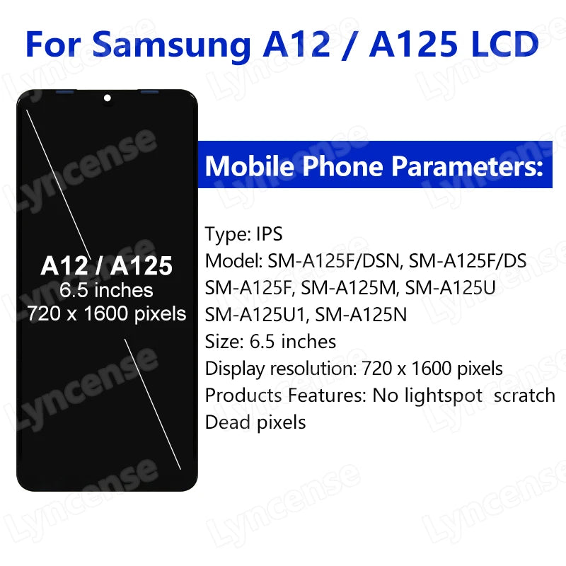 CHOICE 6.5 IPS For Samsung Galaxy A12 LCD Display A125 SM-A1