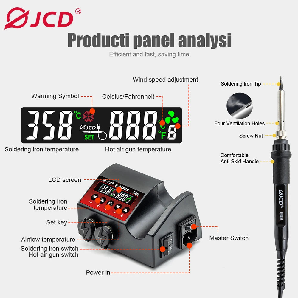 JCD 750W Soldering Station 8898Pro LCD HD Digital Display 2 