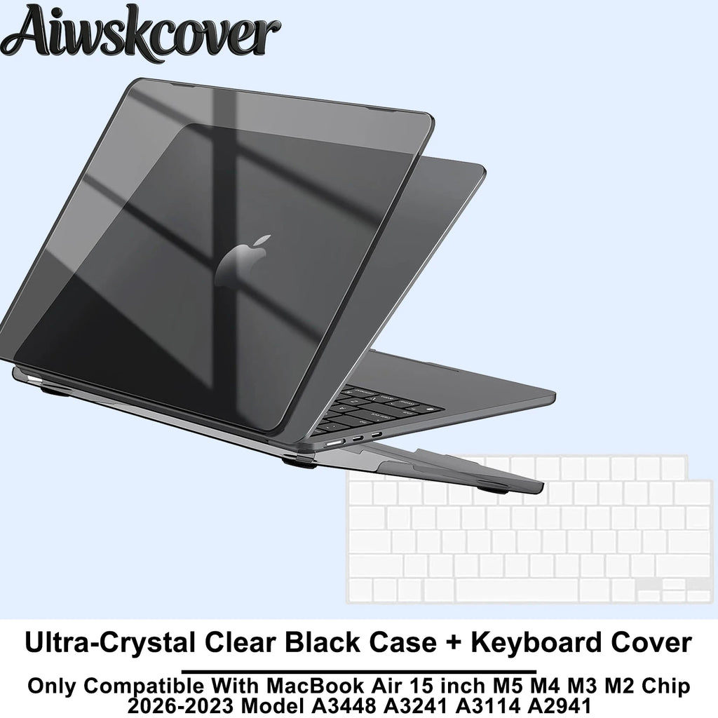 For MacBook Air 15 inch Case M5 M4 M3 M2 2026 2025-2023 Hard Shell Laptop Cover With Keyboard CoverModel A3448 A3241 A3114 A2941