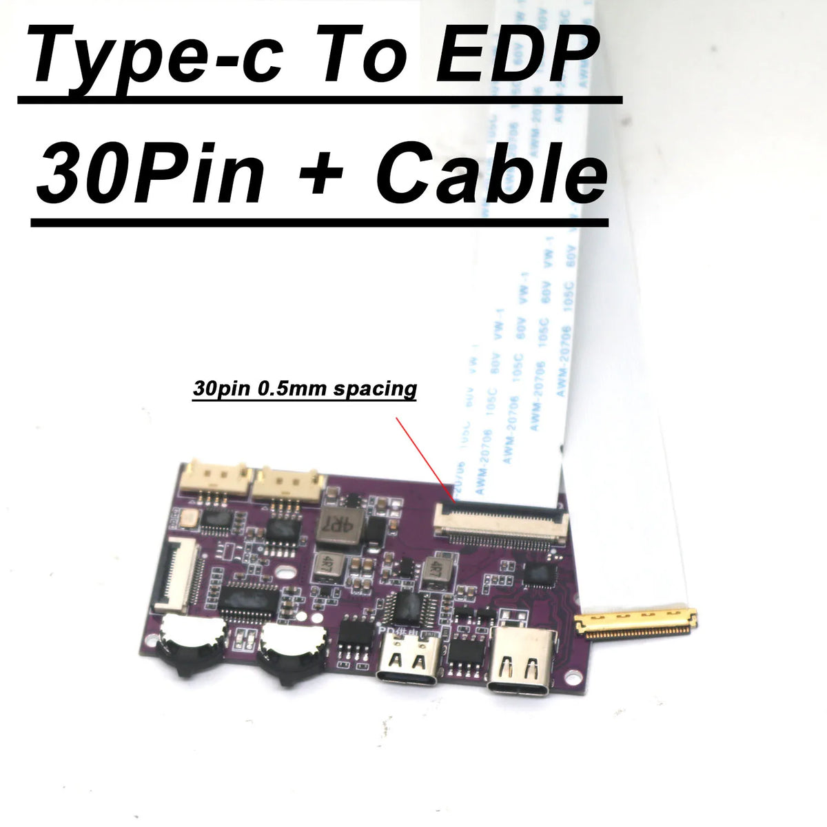 Isdn USB Type-C To EDP Driver Board EDP Signal 2K 4k 30PIN 40PIN Portable LCD Projector Screen Display EDP Signal Notebook Phone