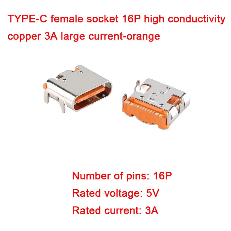 10Pcs/5Pcs USB Connector Type C Female Charging Port Jack 2/6/16 Pin Type-C Socket PCB Soldering SMD SMT DIY Repair Adapter