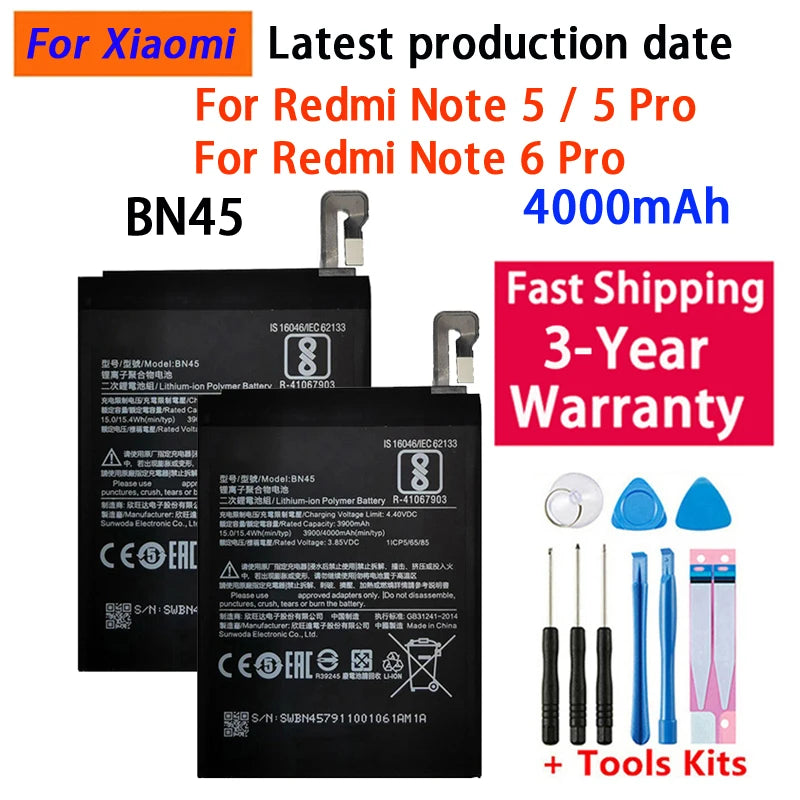 100% Phone Battery for Xiaomi Redmi Note 5 Note5 Note 6 Pro 